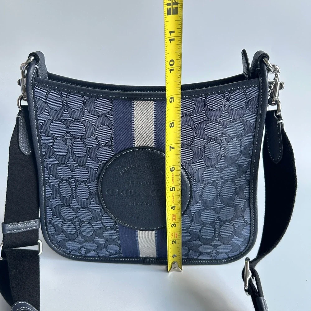 Coach Dempsey File Bag Blue Signature Jacquard Crossbody C4135